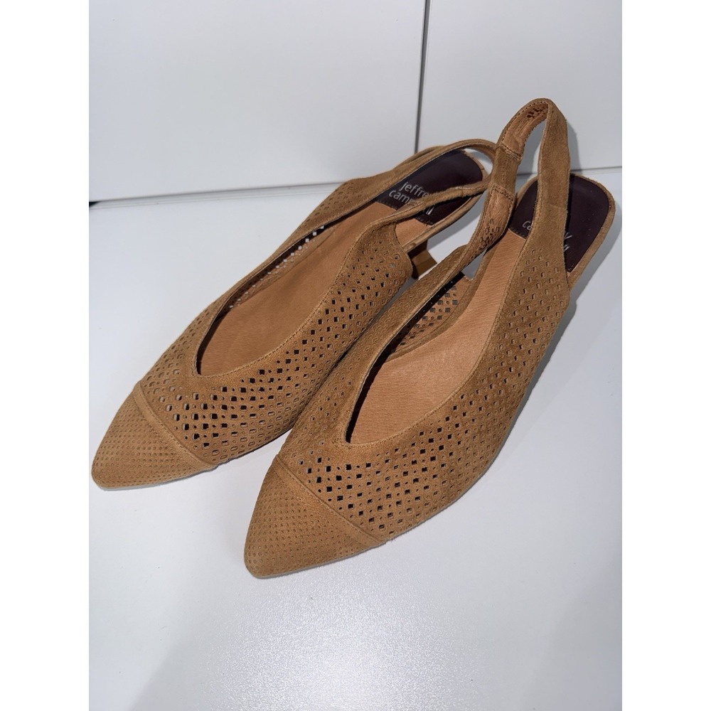 Jeffrey Campbell Bianca Tan Suede Slingback Ketten Heel Pumps Size 10